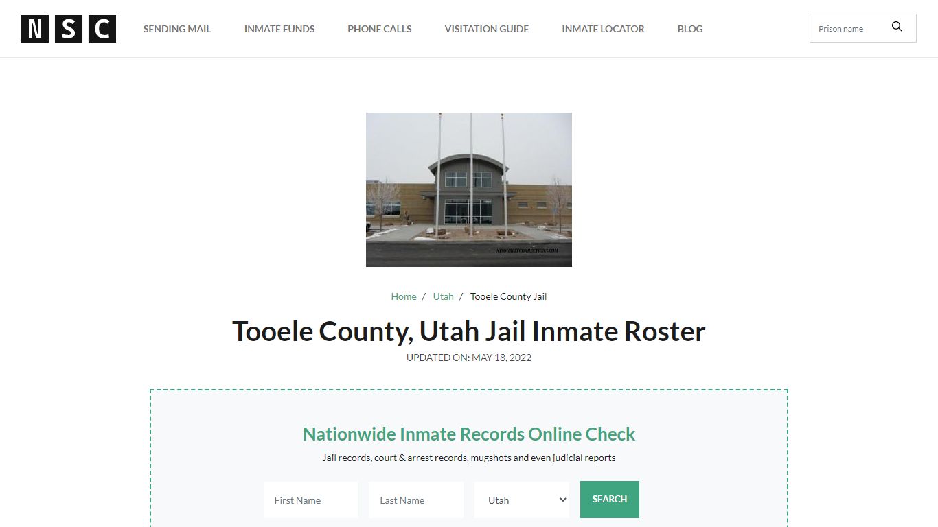 Tooele County, Utah Jail Inmate Roster