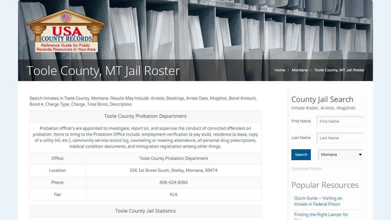 Toole County, MT Jail Roster | Name Search